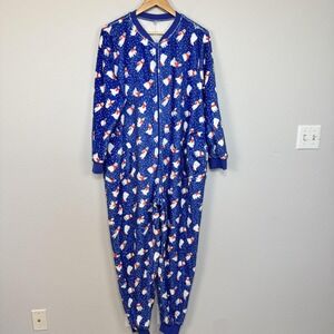 One-piece Pajamas Women's Large Fleece Polar Bear Print‎ Zip Front Christmas